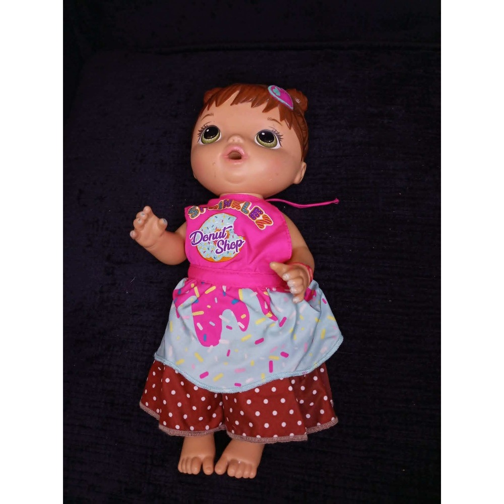 Baby Alive Doll Sprinkles Donut Shop Outfit Brown Hair Green Eyes B5159